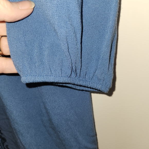 Ariat Tribal Tunic Size S Blue Embroidery & Beading High Low Peasant Bohemian - Picture 6 of 15